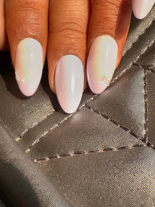 Purple French With chrome N Pearl PressonNail With Nailkit