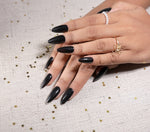 Black Almomd Solid Pressonnail With Nail KIt
