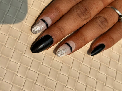 Black Nail Glitter Spread Pressonnail With Nailkit