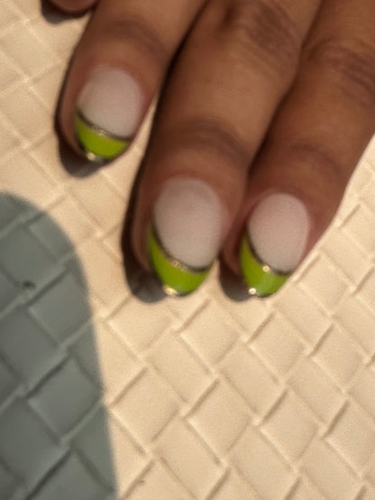 Green French n Chrome French Pressonnail With Nailkit