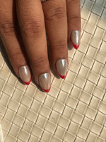 Red French N Chrome Pressonnail With Nailkit