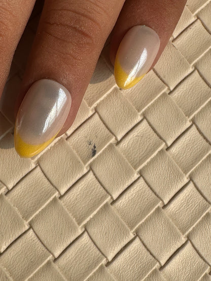 Yellow French N Chrome Pressonnail With Nailkit