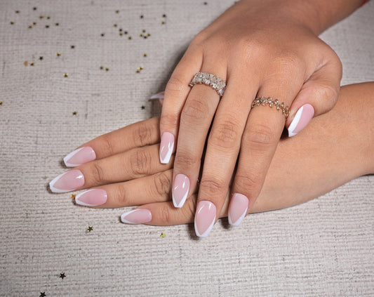 pink nails white french preeson nail with nailkit
