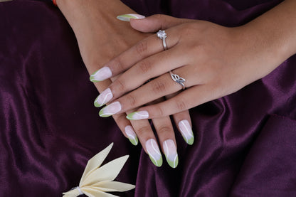 Matte Green Fench Preesonnail With Nailkit