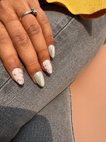 Pink With Silver Chrome Heart Presson Nail With Nail Kit
