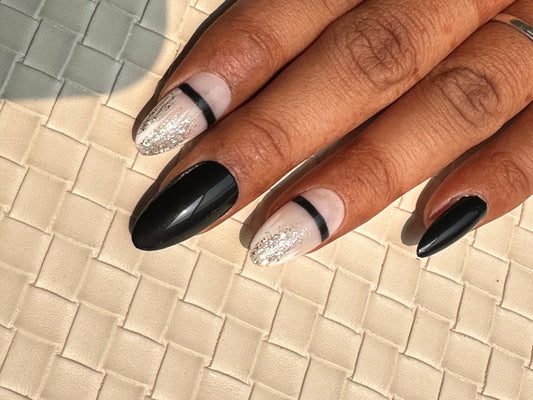 Black Nail Glitter Spread Pressonnail With Nailkit