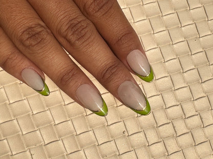 Green French n Chrome French Pressonnail With Nailkit