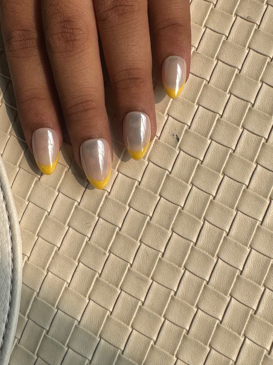 Yellow French N Chrome Pressonnail With Nailkit