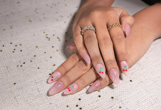 pink cherry pressonnail with nailkit