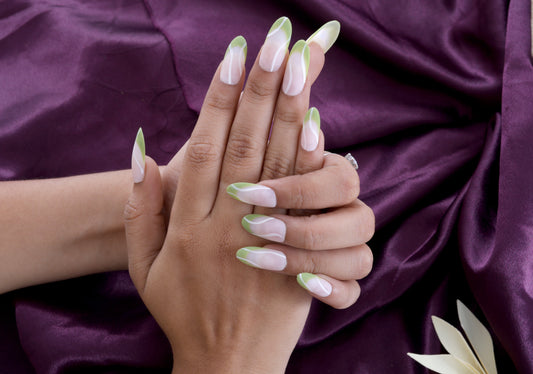 Matte Green Fench Preesonnail With Nailkit