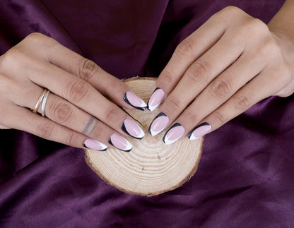Black and White French Preesonnail With Nailkit