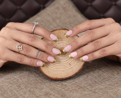 pink with goldan frech preeson nail with nailkit