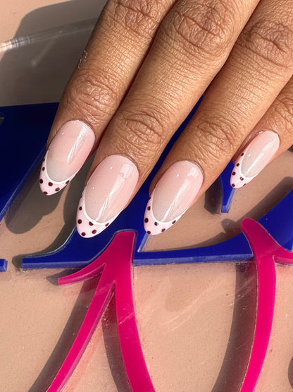 Nude Pink With Dot French Presson Nail With Nailkit