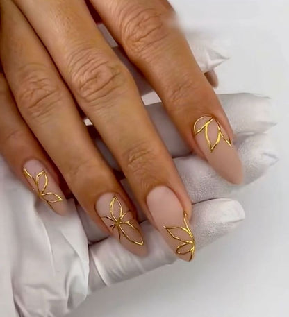GOLDEN CHROME FLOWER PRESSONNAIL WITH NAILKIT