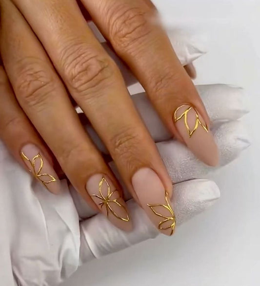 GOLDEN CHROME FLOWER PRESSONNAIL WITH NAILKIT