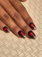 Wine Cateye N Chrome Pressonnail With Nailkit